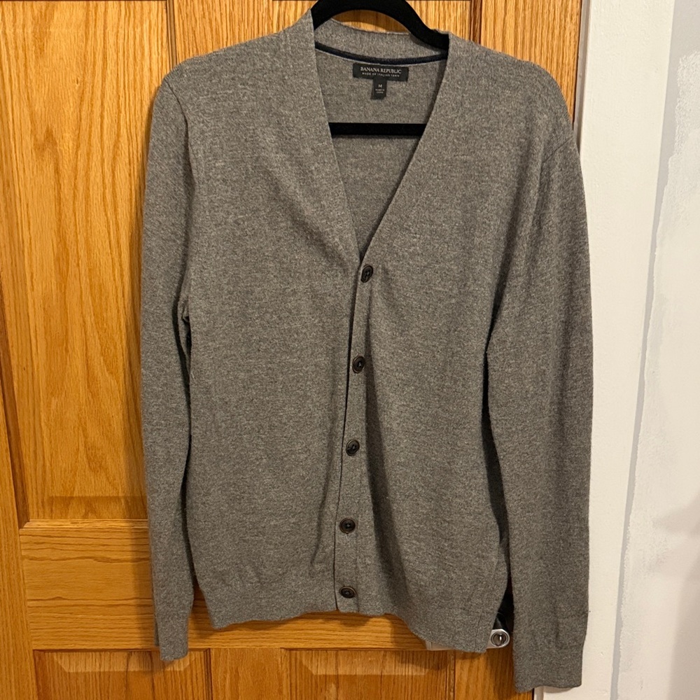 Banana Republic Men's Charcoal Cardigan Sweater